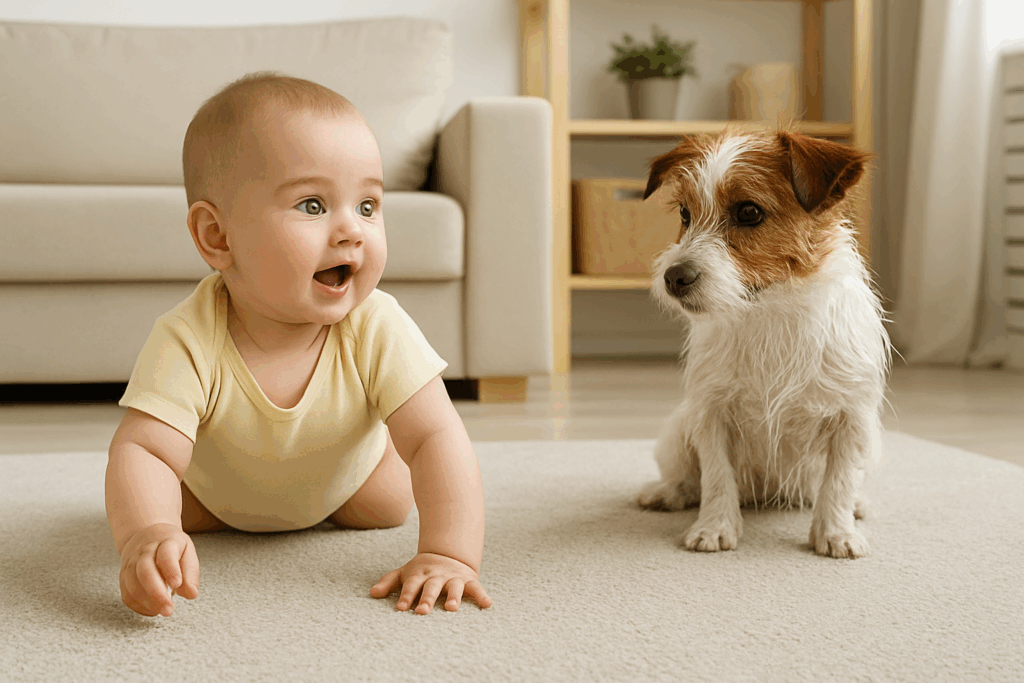 dziecko z psem w czystym i bezpiecznym domu