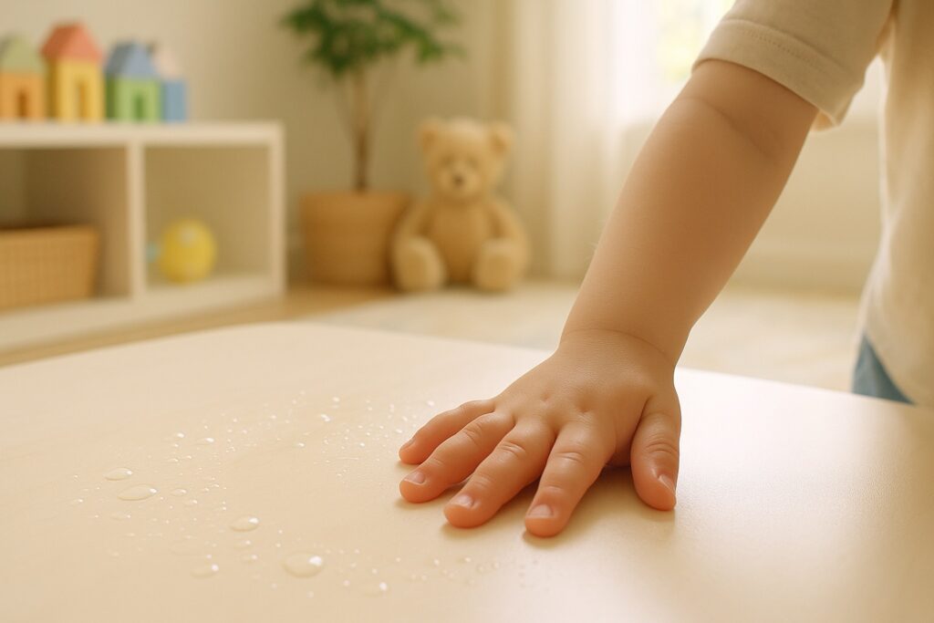 rączka dziecka na czystej powierzchni